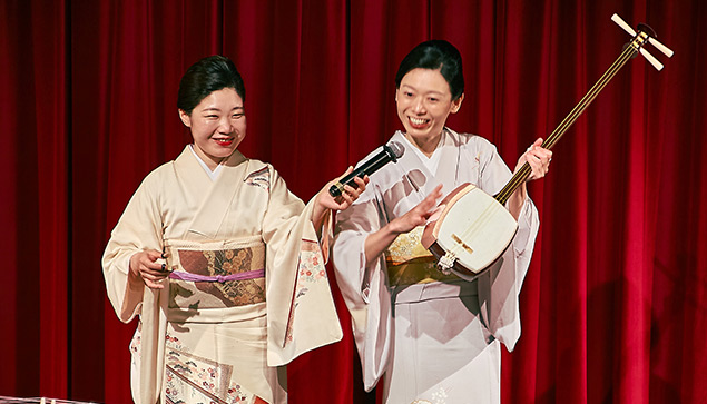 楽器紹介：三味線（平田、寺井）
